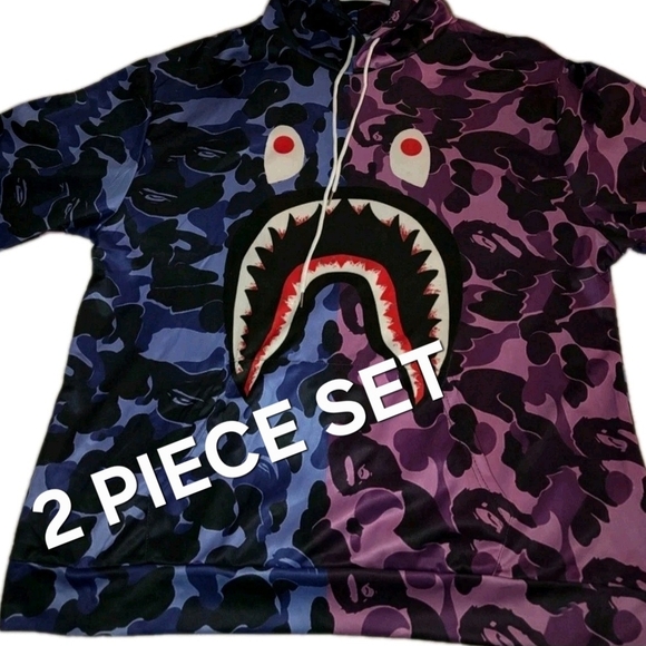 Bape Other - Babe Inspired Blue & Purple Camo Jogging Track Suit Size XL ( 2 PIECE SET)
